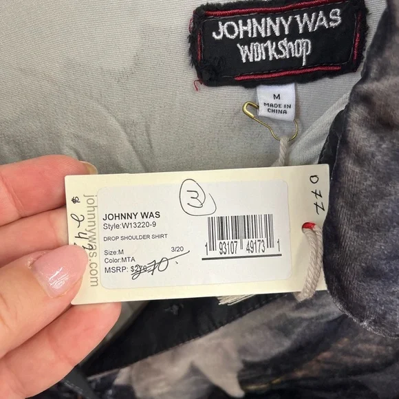 Johnny Was Drop Shoulder Velvet Shirt - Picture 4 of 5